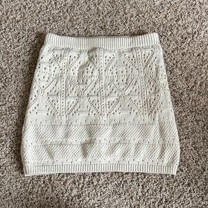 Freshman Cream Eyelet Knit Mini Skirt